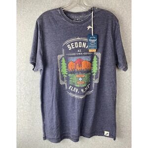 Unwind by League Mens Medium Sedona AZ Burnout T Shirt Heather Navy Crewneck